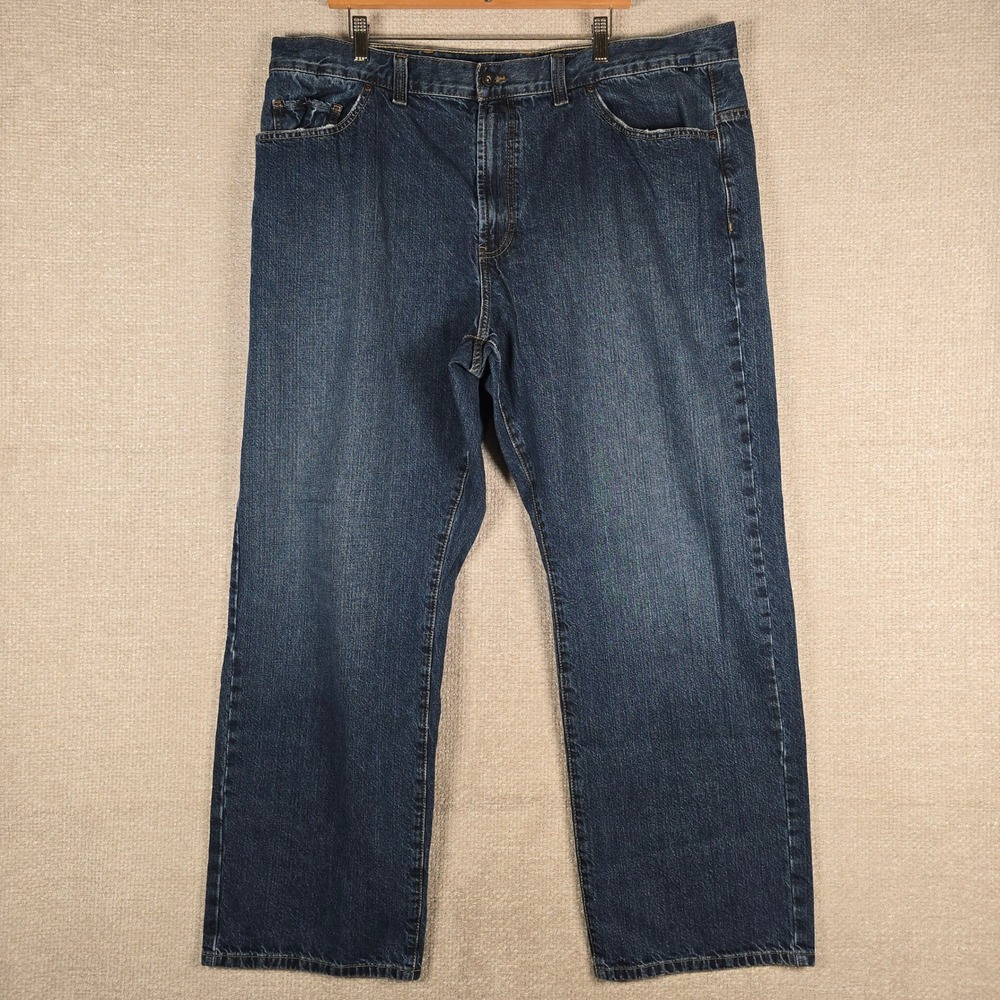 Nautica Mens Relaxed Fit Straight Leg Dark Wash Blue Denim Jeans 42x32